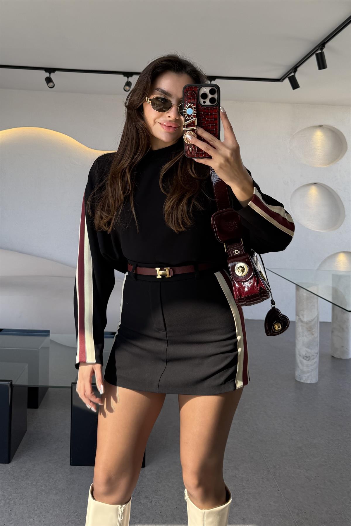 Palmas Şerit Detay Şortlu Premium Takım