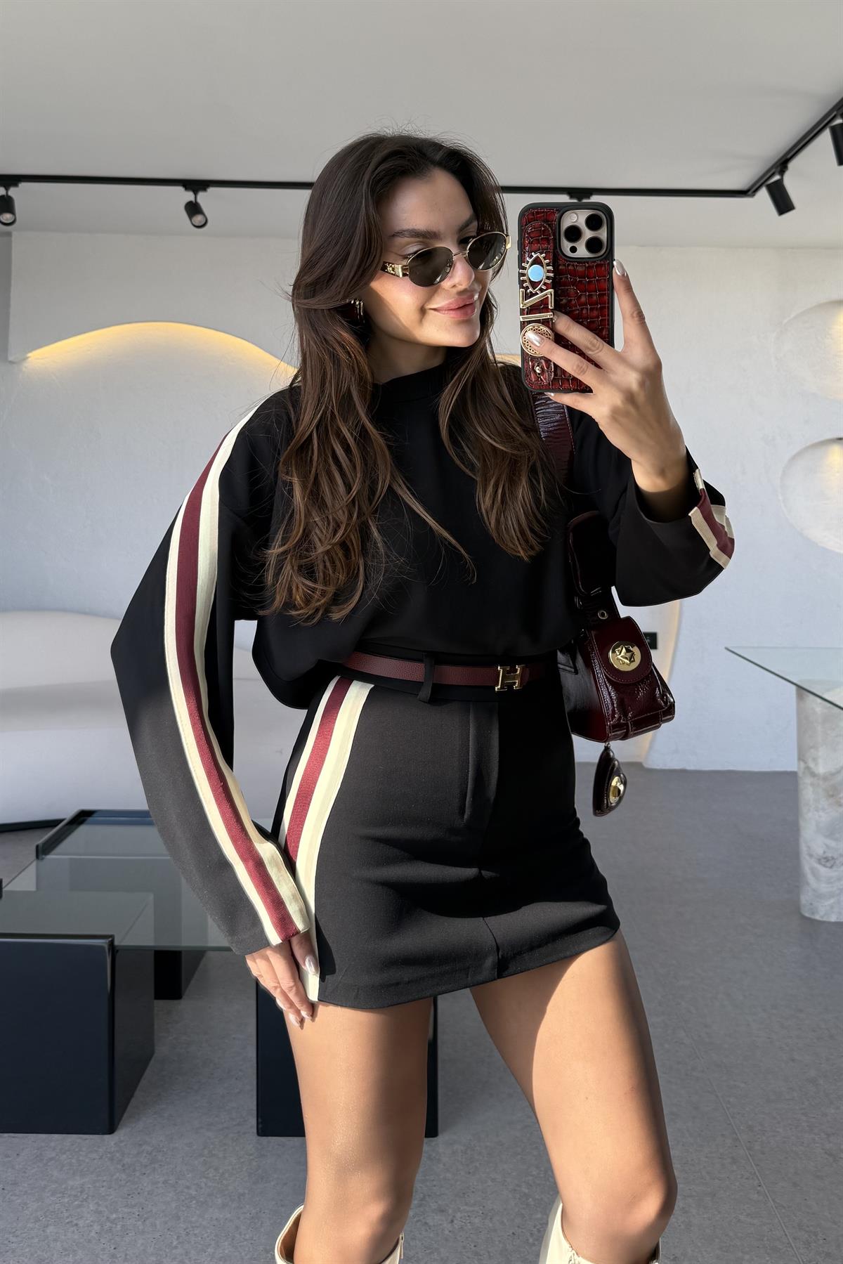 Palmas Şerit Detay Şortlu Premium Takım