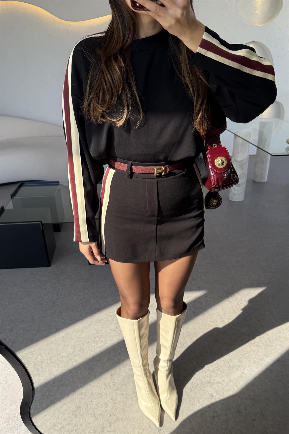 Palmas Şerit Detay Şortlu Premium Takım