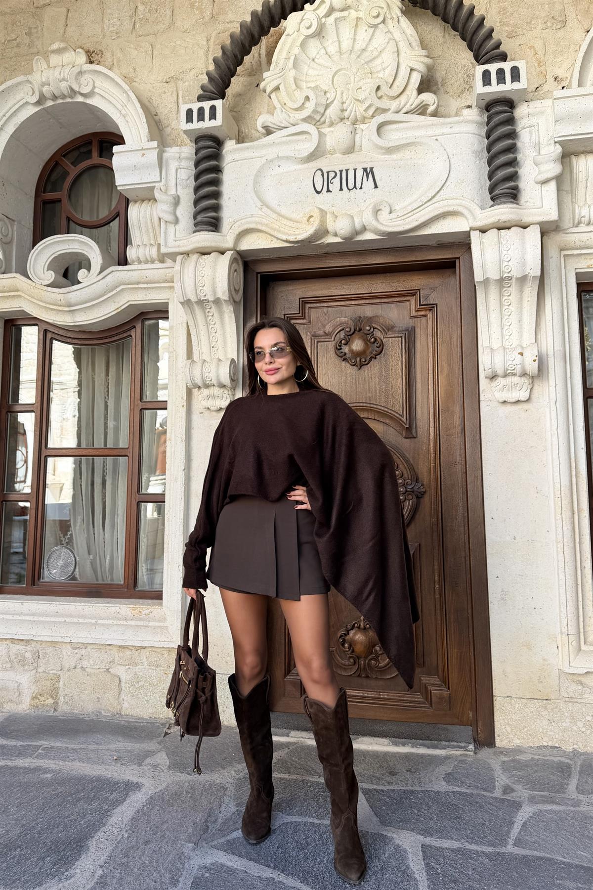 Pamela Kahve Şallı Kazak