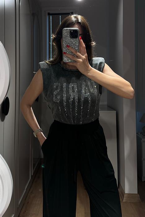 Parıs Baskılı Yıkama Tshirt