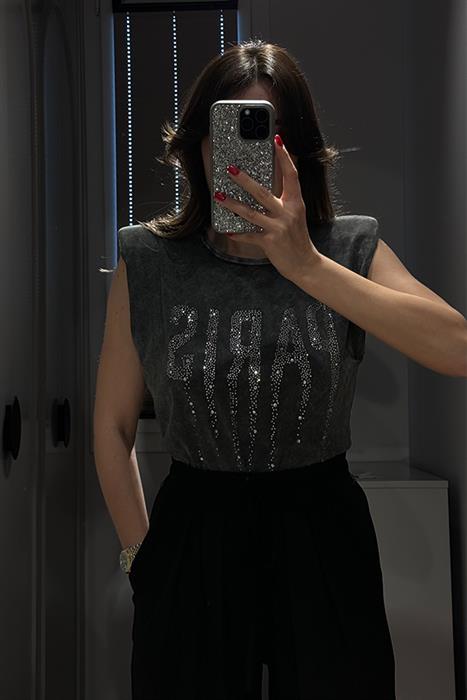 Parıs Baskılı Yıkama Tshirt