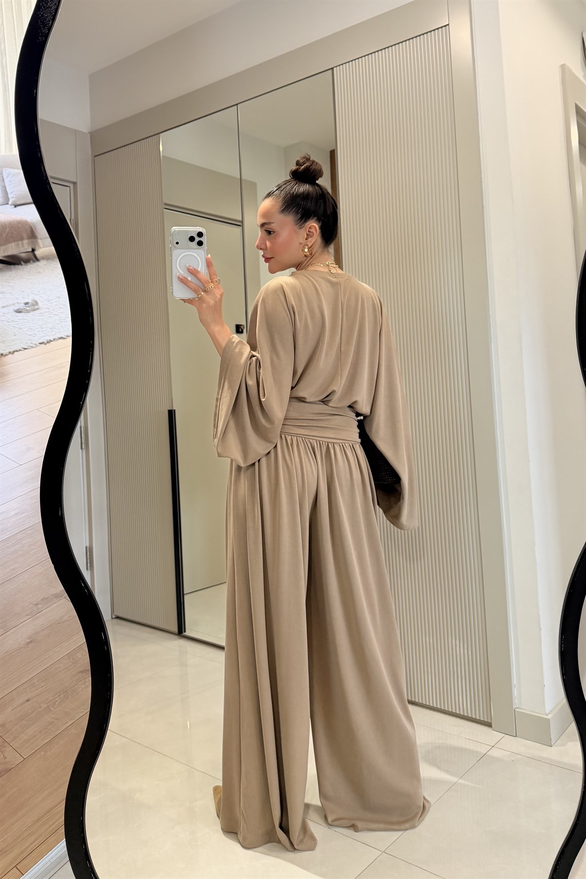 Parisian Camel Bel Drapeli İkili Takım
