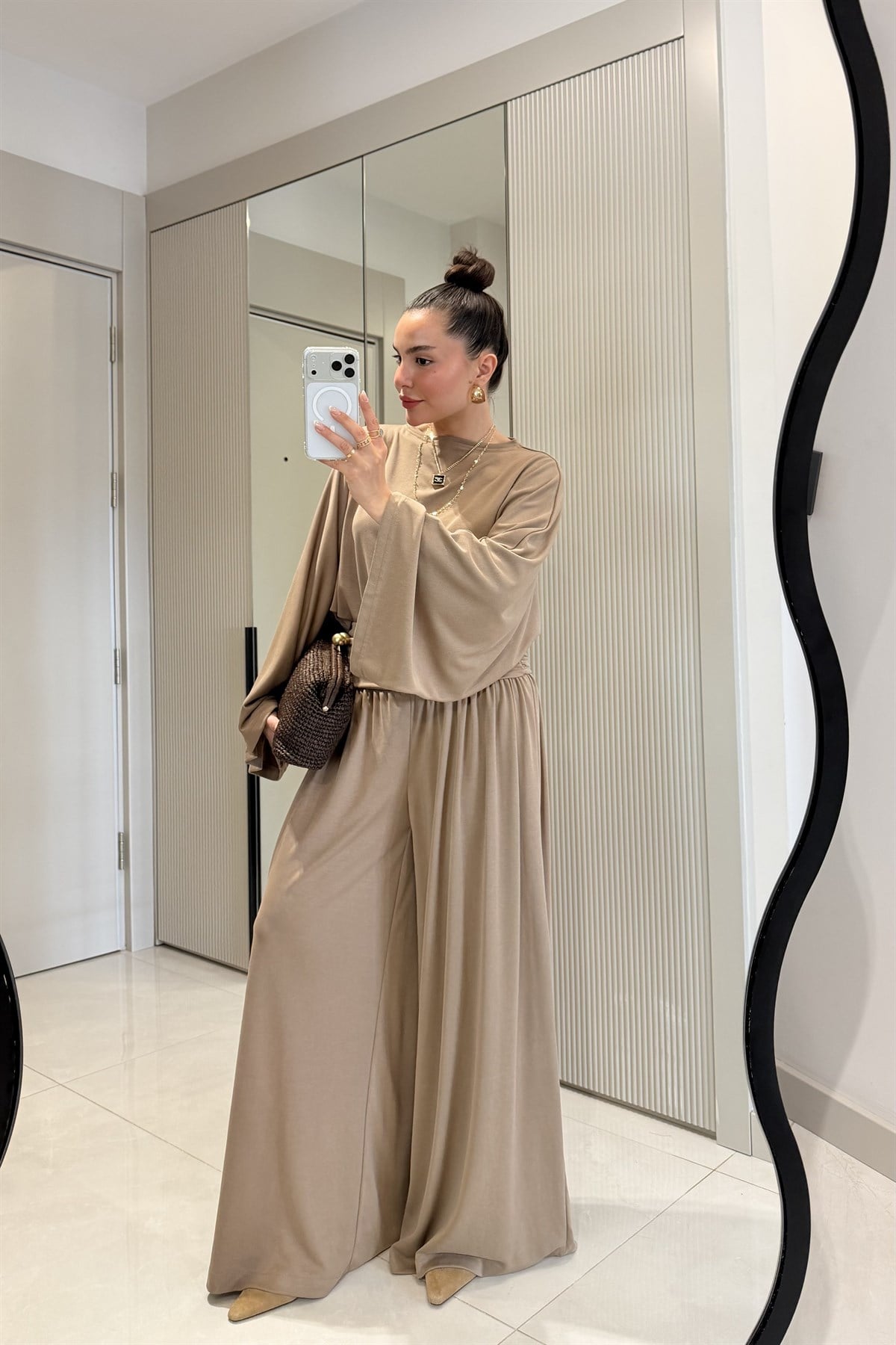 Parisian Camel Bel Drapeli İkili Takım