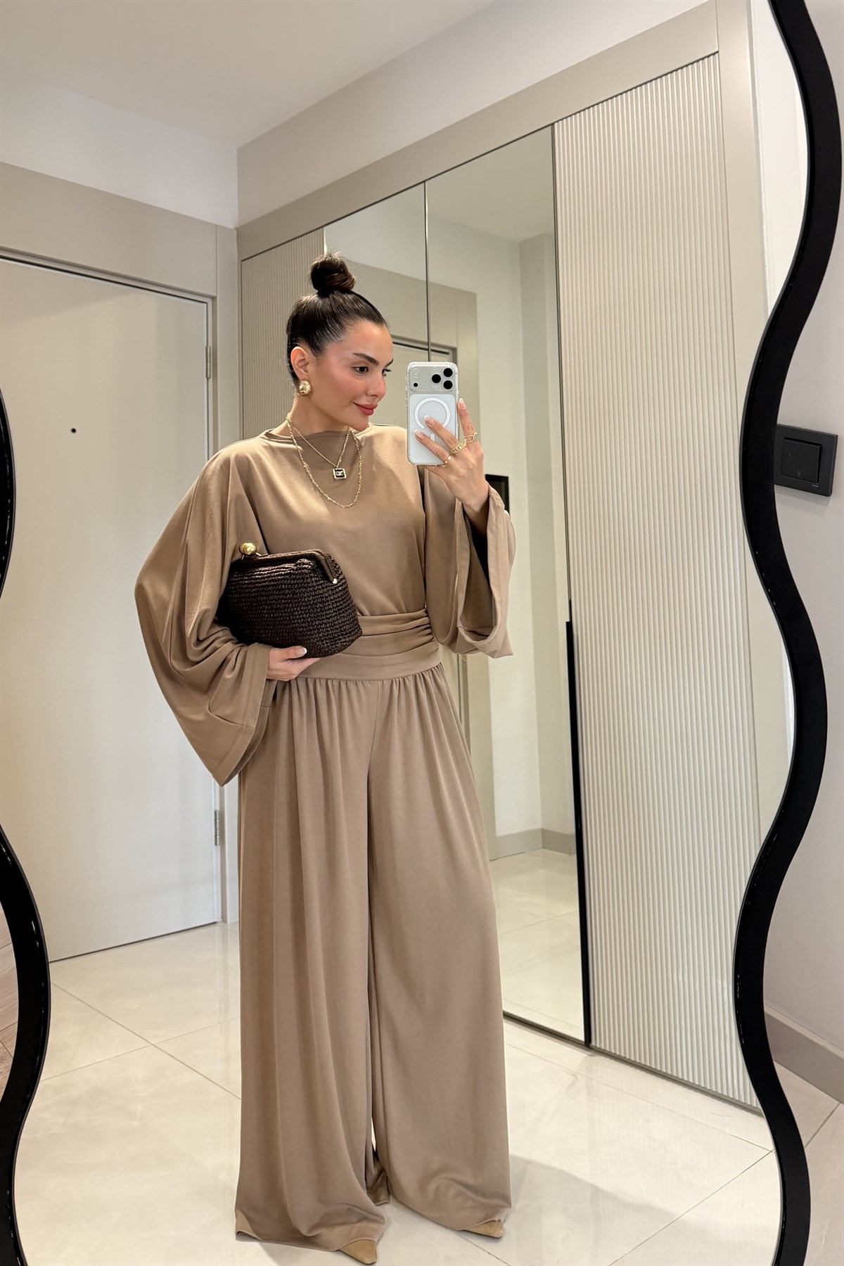Parisian Camel Bel Drapeli İkili Takım