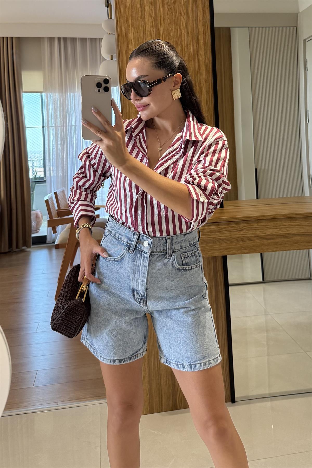 Parker Lightblue Kot Şort