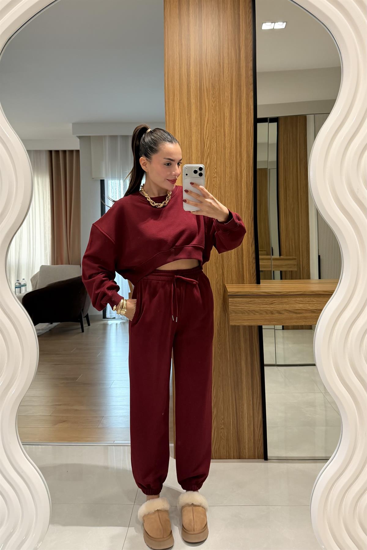 Patrica Bordo Crop Eşofman Takımı