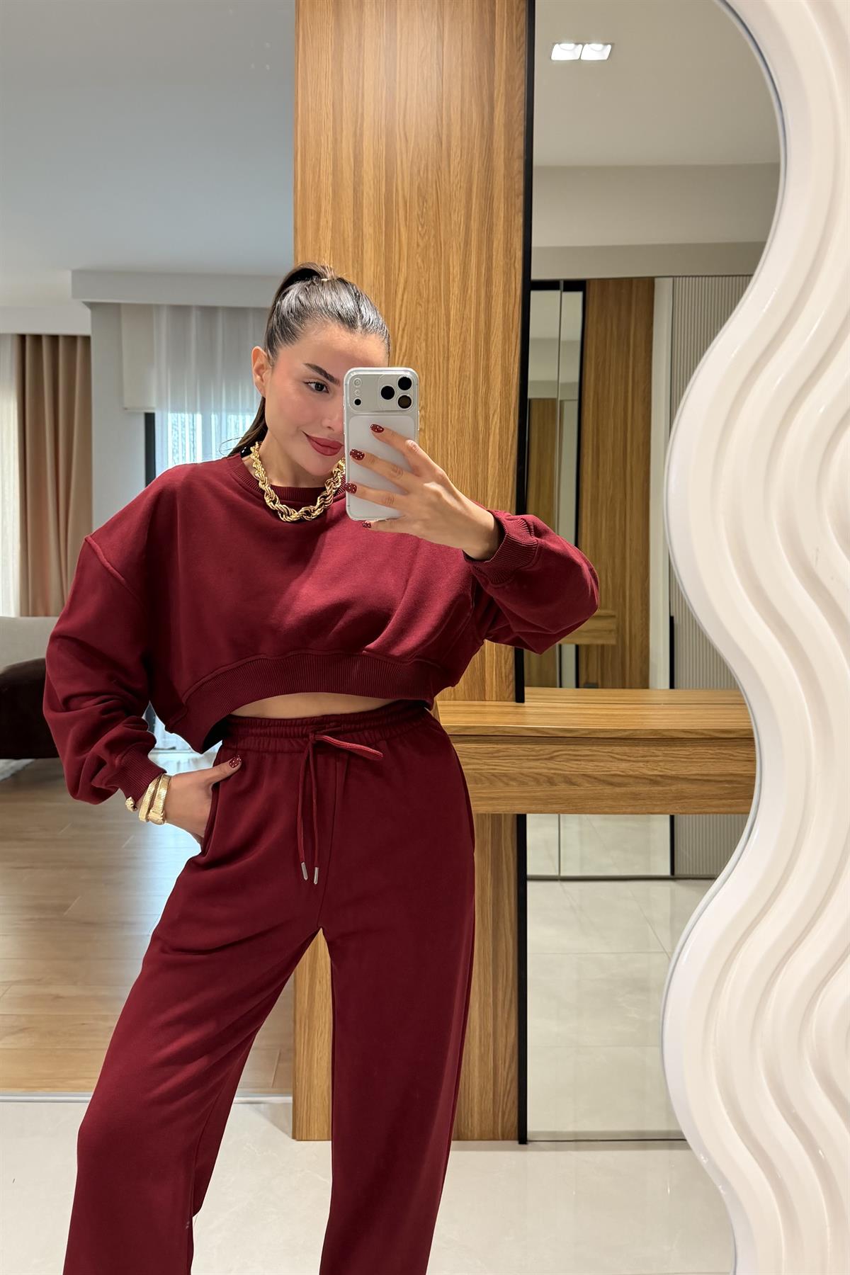 Patrica Bordo Crop Eşofman Takımı