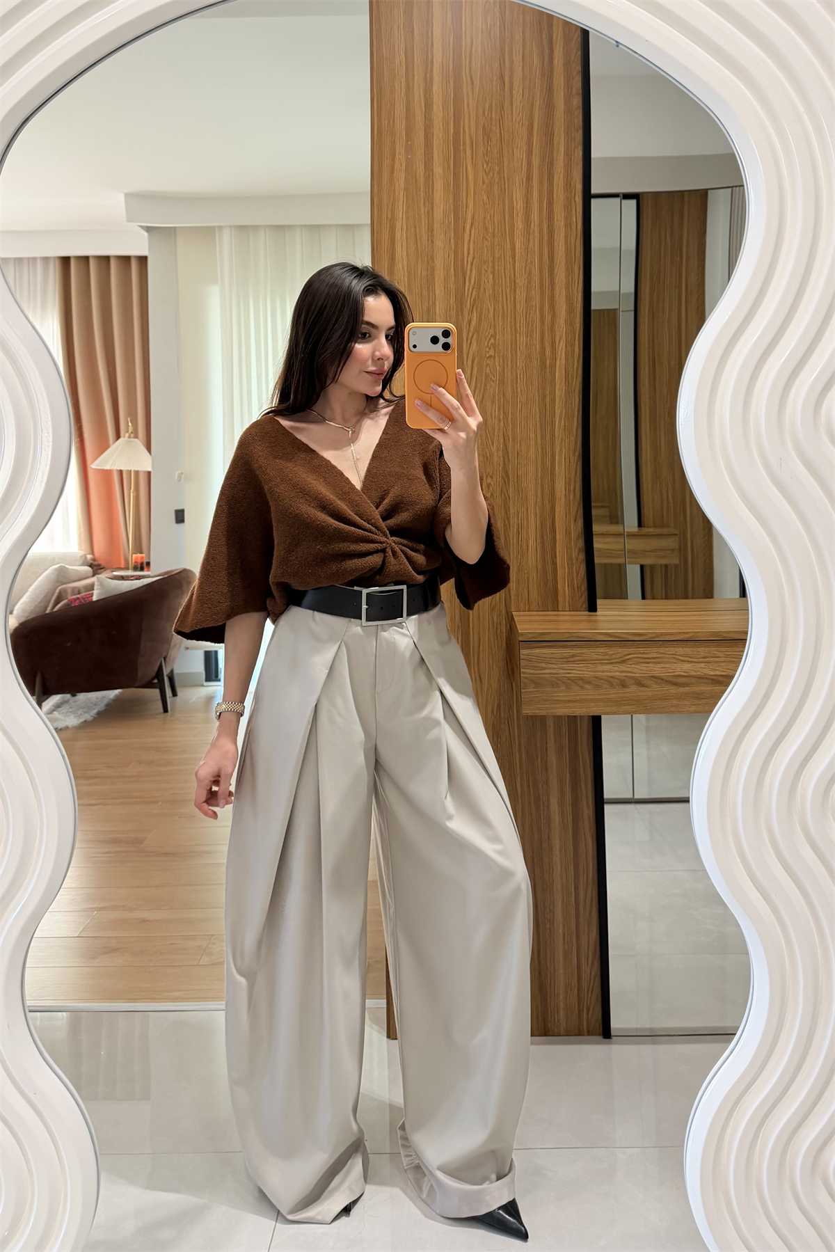Paula Taş Pensli Palazzo Pantolon 