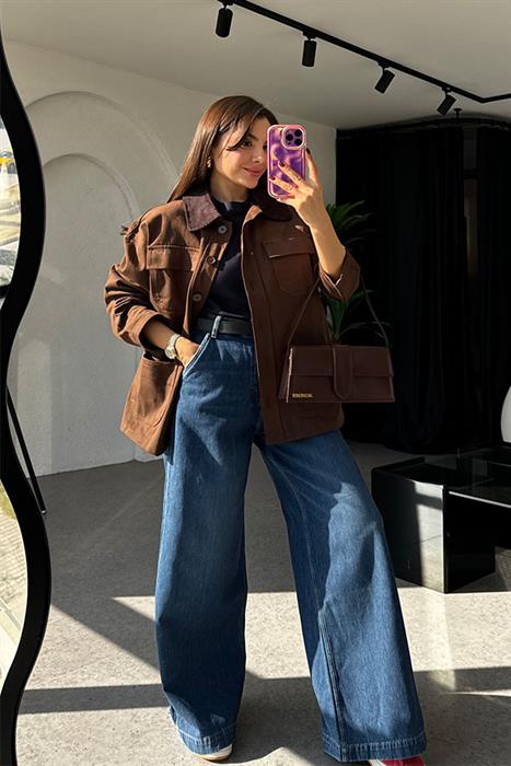 Payne Darkblue Geniş Paça Palazzo Jean