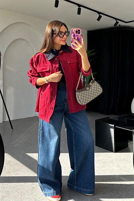 Payne Darkblue Geniş Paça Palazzo Jean