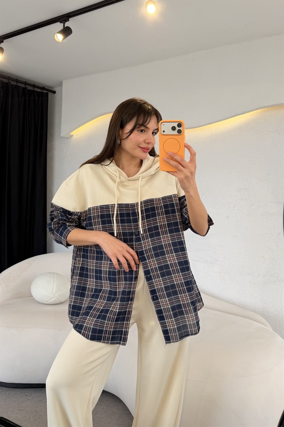 Peak Bej Ekose Detaylı Modal Takım