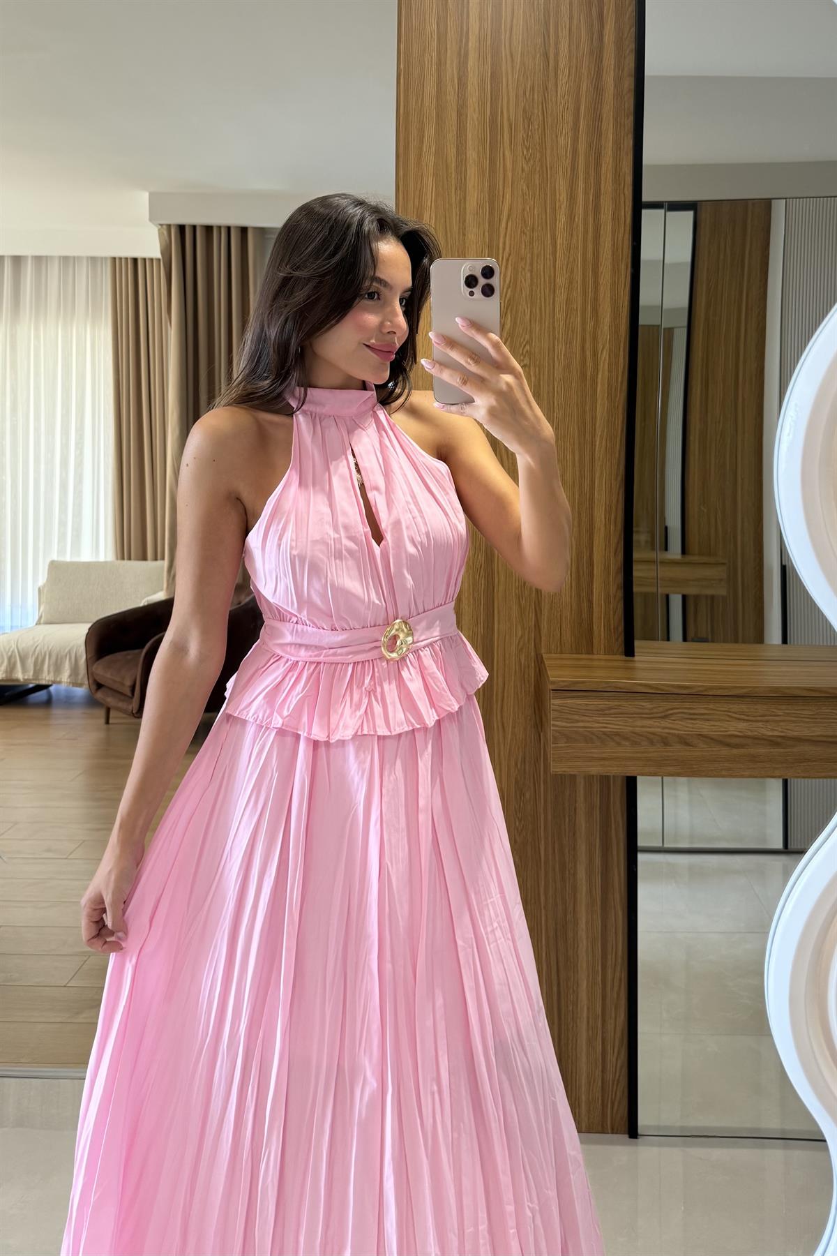 Pearce Pembe Gold Tokalı Etekli Takım