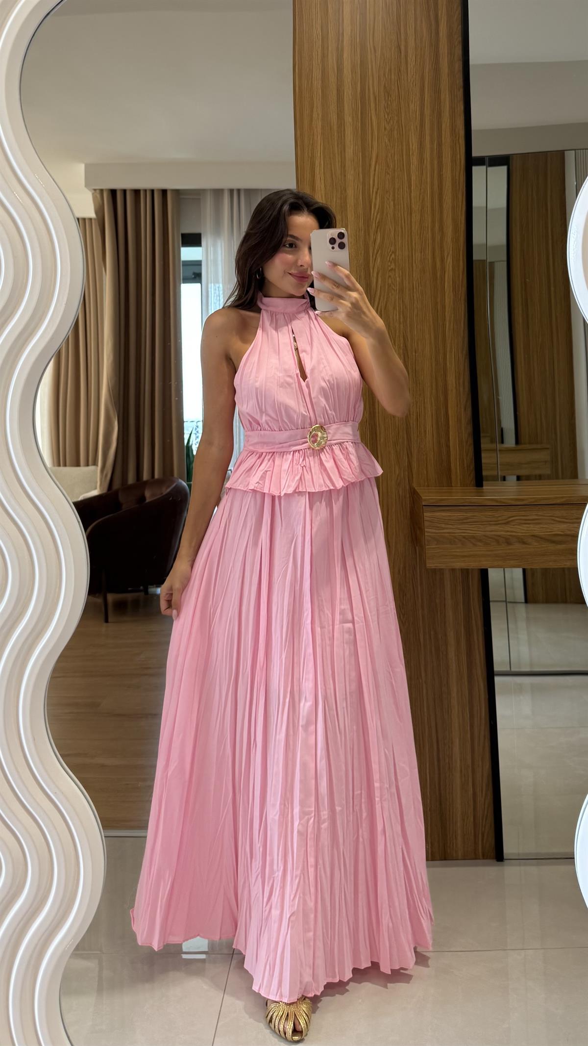 Pearce Pembe Gold Tokalı Etekli Takım