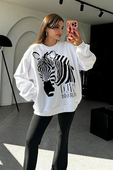 Pena Zebra Baskılı Sweat
