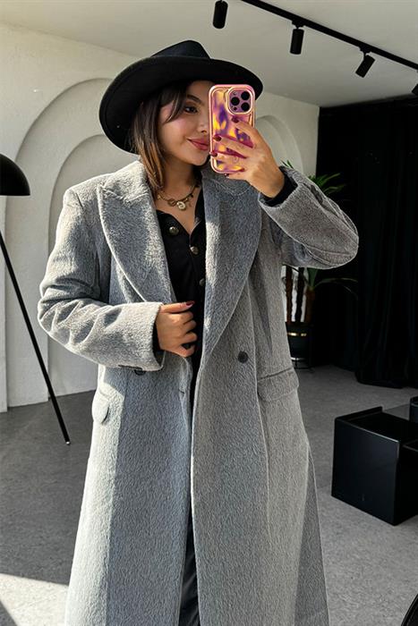 Penelope Yumoş Premium Gri Kaban