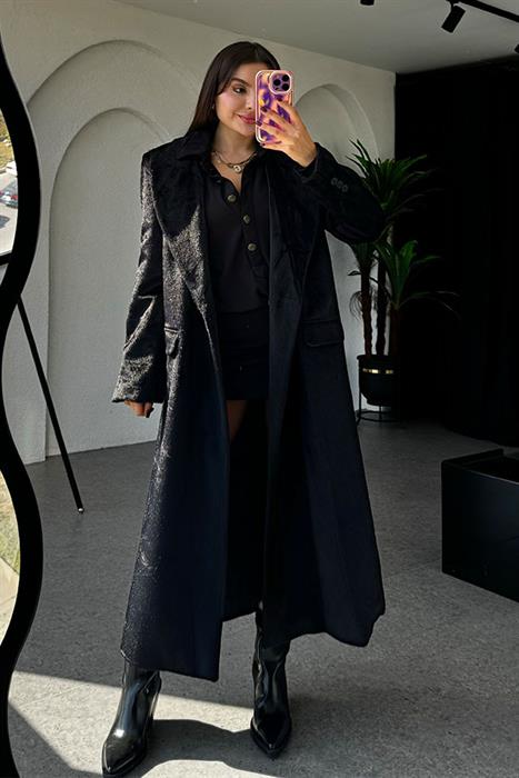 Penelope Yumoş Premium Siyah Kaban