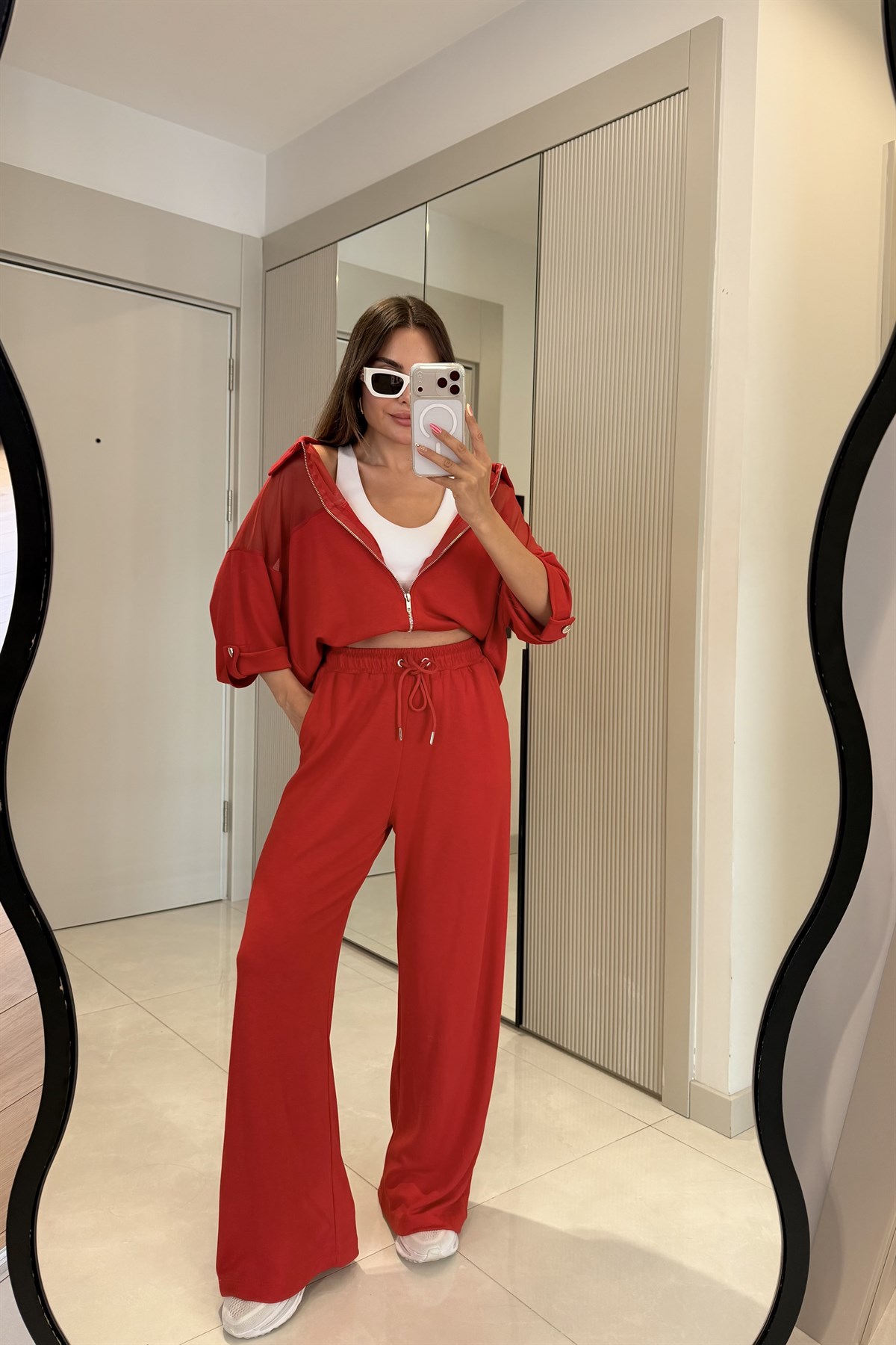 Peter Kırmızı Tül Detaylı Modal Takım