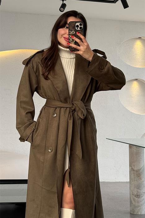 Phalen Haki Süet Trençkot