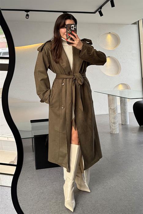 Phalen Haki Süet Trençkot