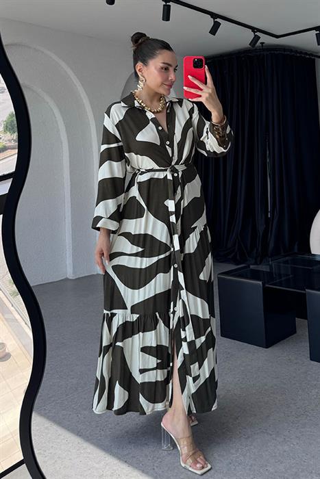 Pilar Zebra Desen Gömlek Elbise