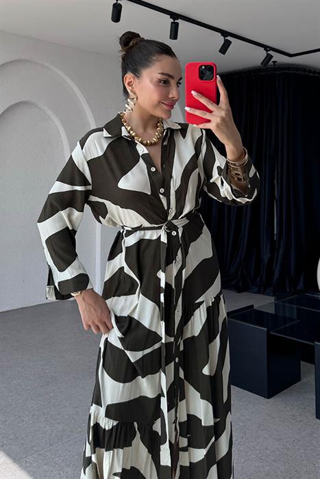 Pilar Zebra Desen Gömlek Elbise