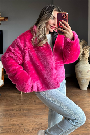 Pink peluş tasarım ceket