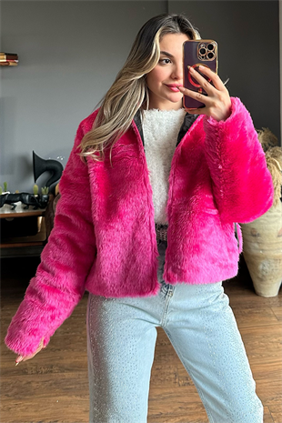 Pink peluş tasarım ceket