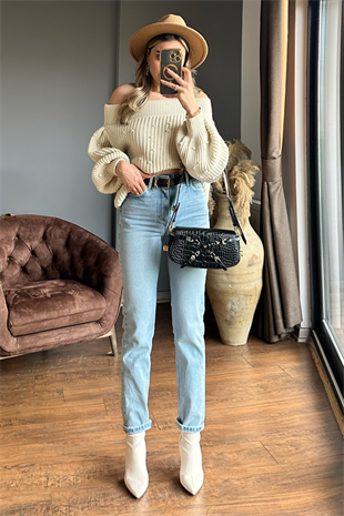 Poema lightblue mom jean