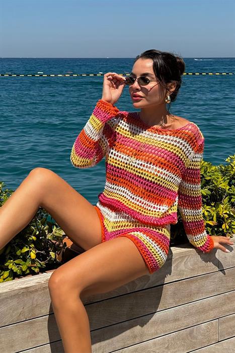 Poja Renkli Fileli Triko