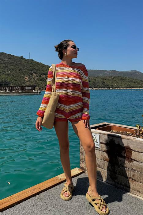 Poja Renkli Fileli Triko