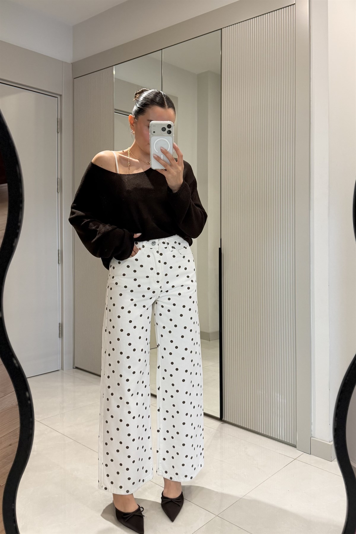 Polermo Puantiyeli Wide Leg Jean