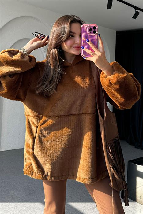 Poply Acı Kahve Pofuduk Sweatshirt