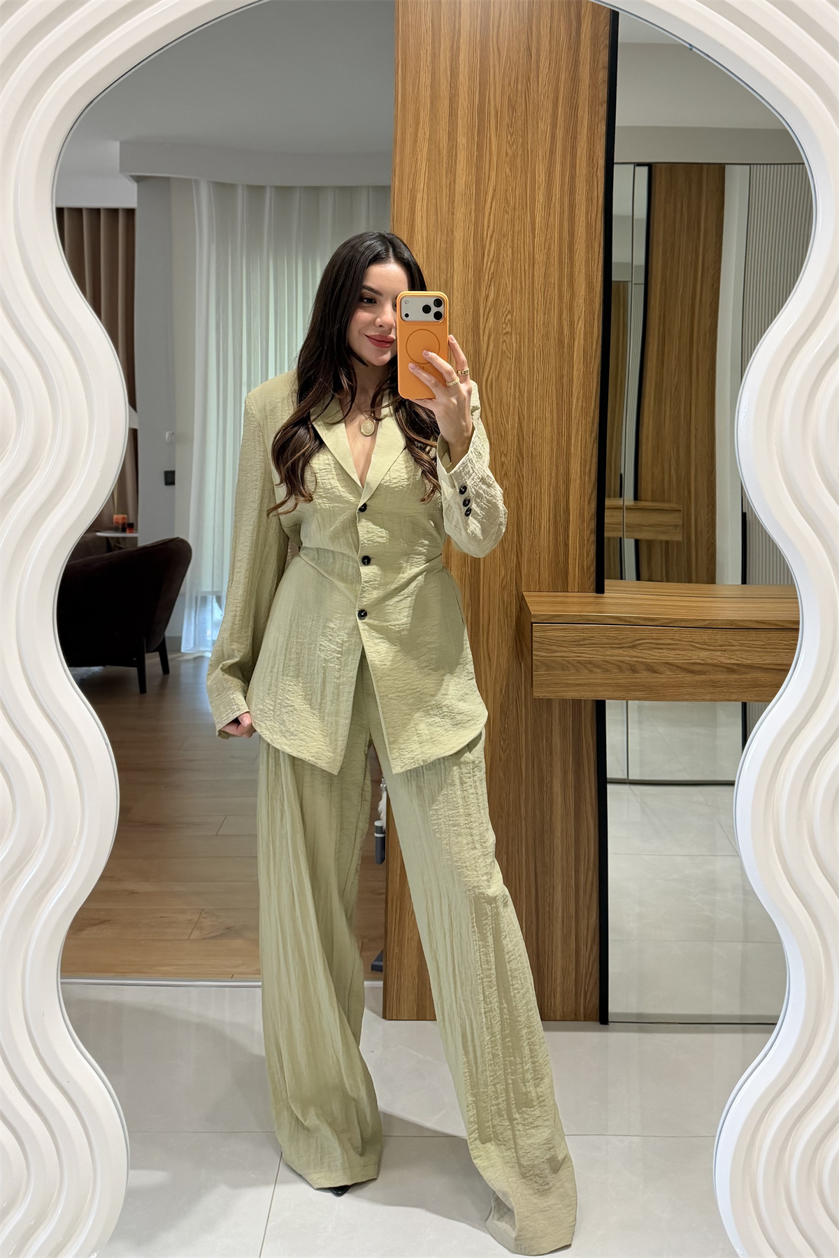 Porter Açık Haki Vatkalı Belden Oturmalı Takım