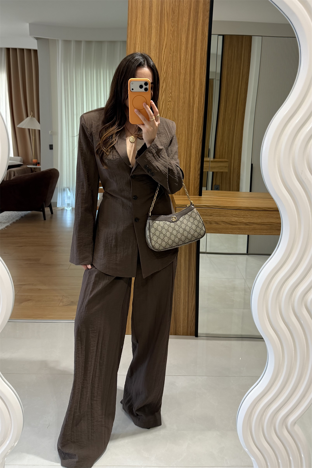 Porter Kahve Vatkalı Belden Oturmalı Takım