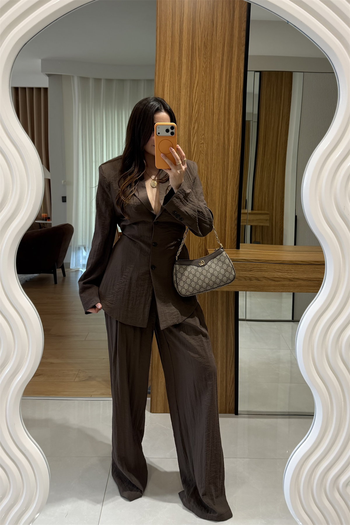 Porter Kahve Vatkalı Belden Oturmalı Takım