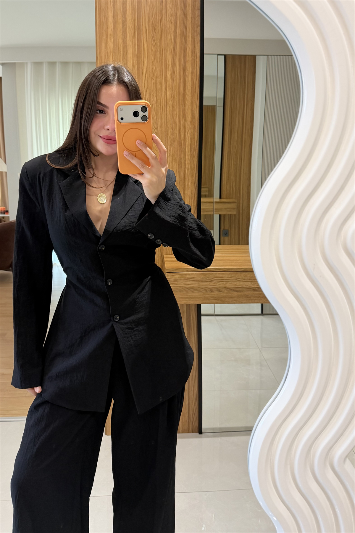 Porter Siyah Vatkalı Belden Oturmalı Takım