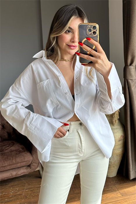 Premium beyaz poplin gömlek