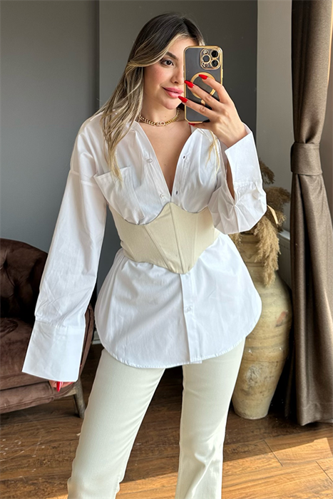 Premium beyaz poplin gömlek