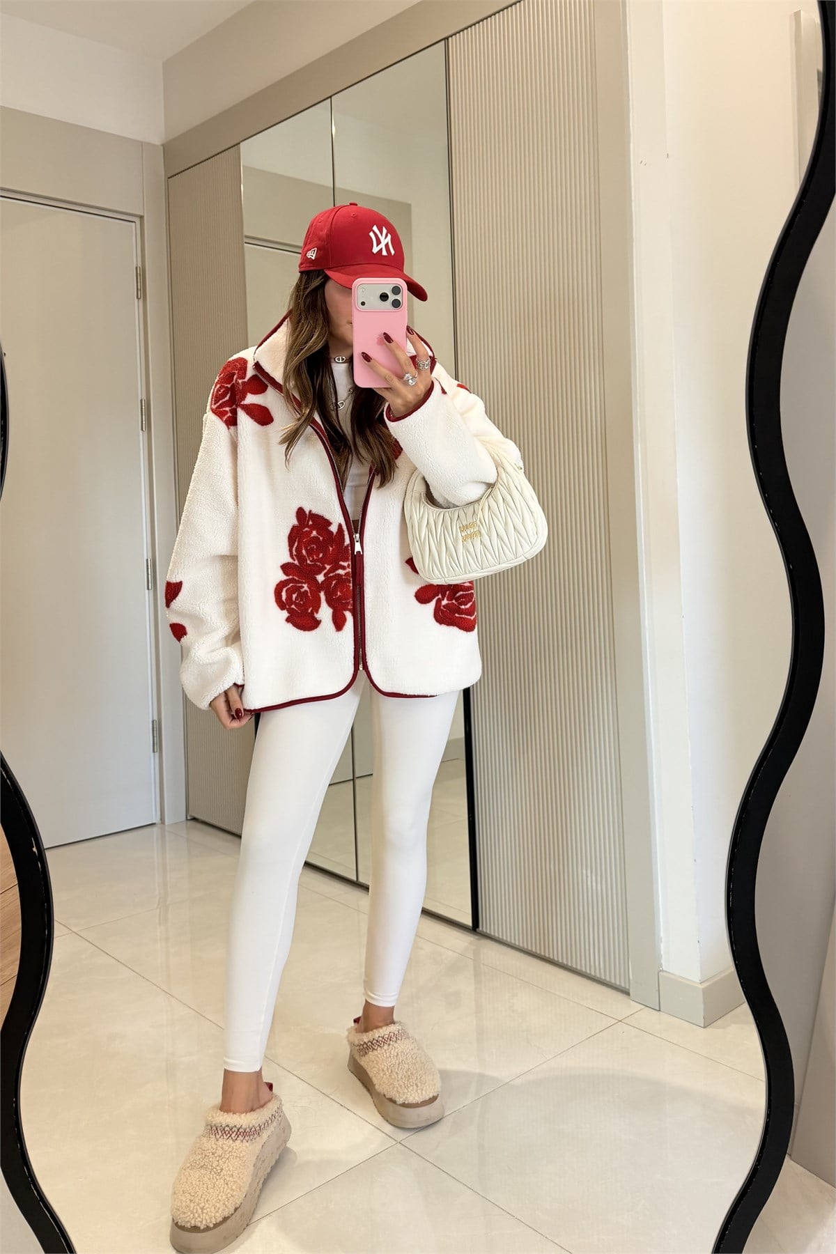 Presy Gül Desen Teddy Fermuarlı Sweat
