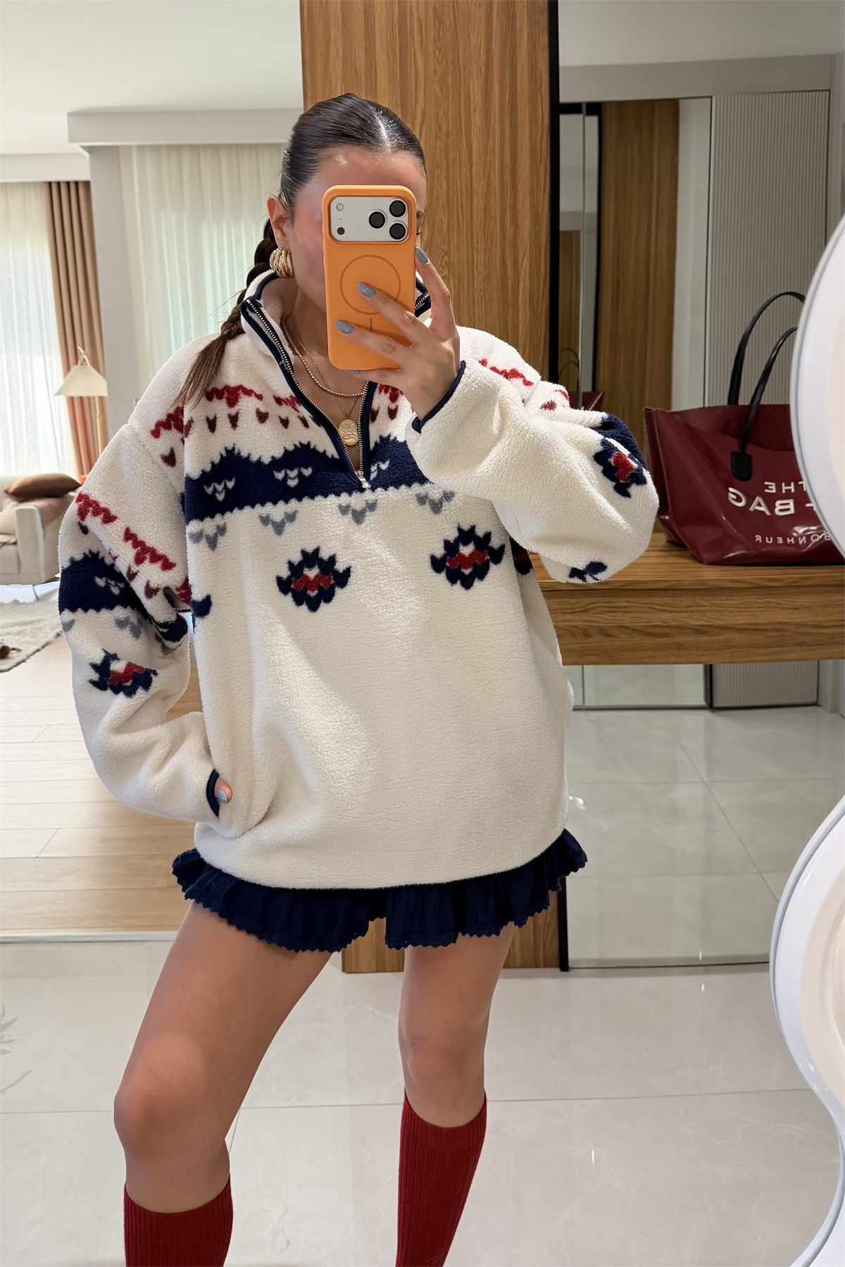 Presy Lacivert Teddy Kazak