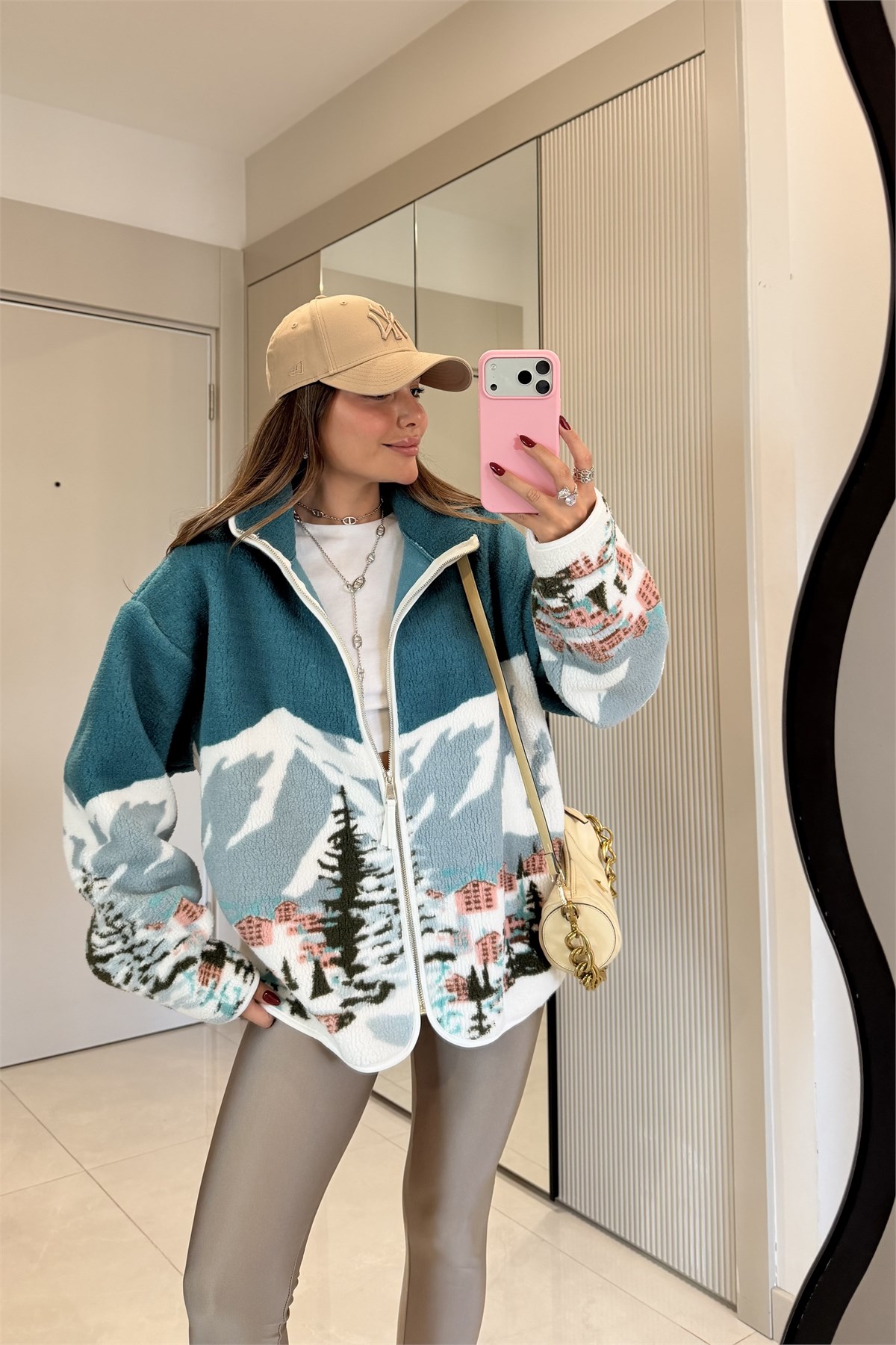 Presy Turkuaz Teddy Fermuarlı Sweat