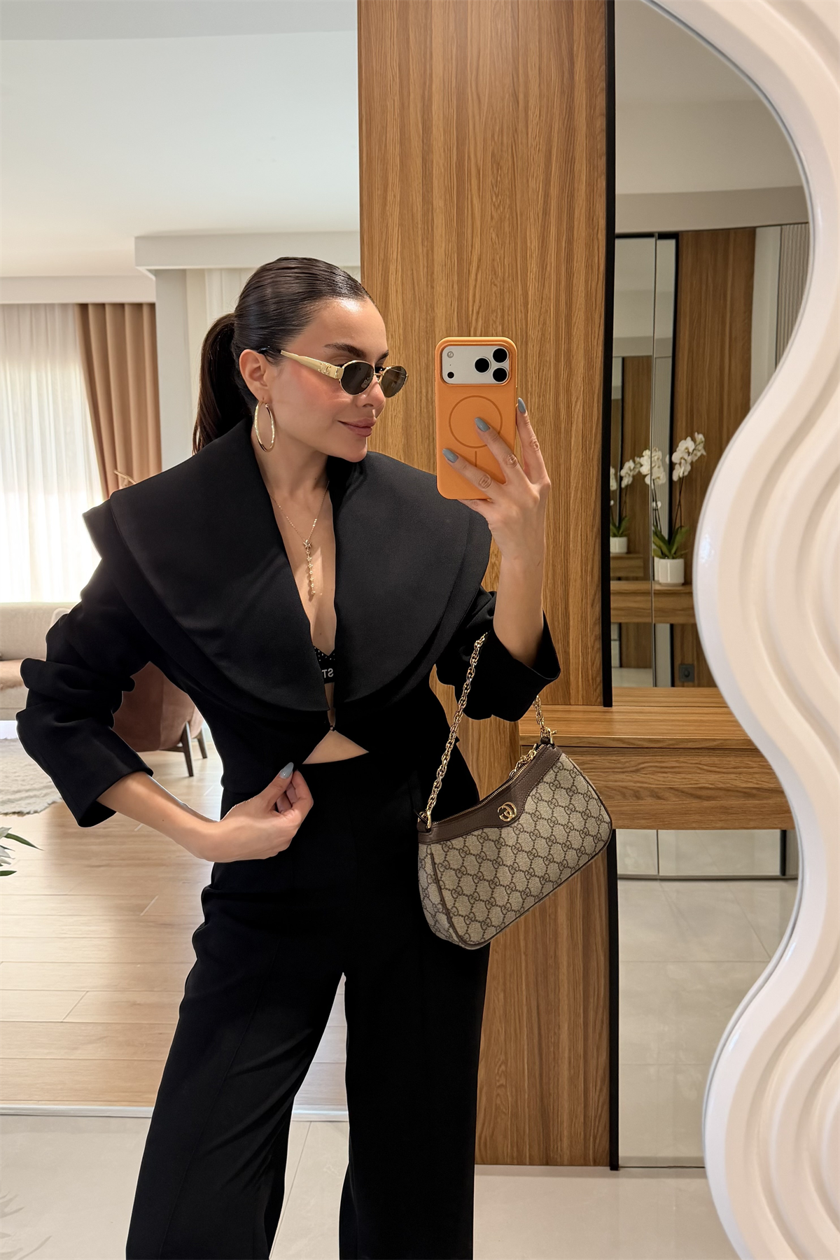 Priel Siyah Tasarım Blazer Pantolon Takım