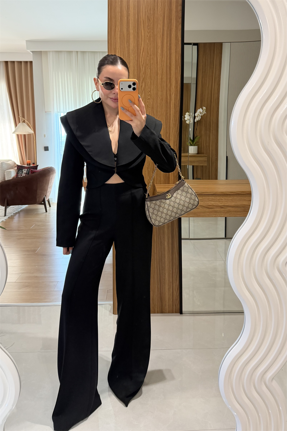 Priel Siyah Tasarım Blazer Pantolon Takım