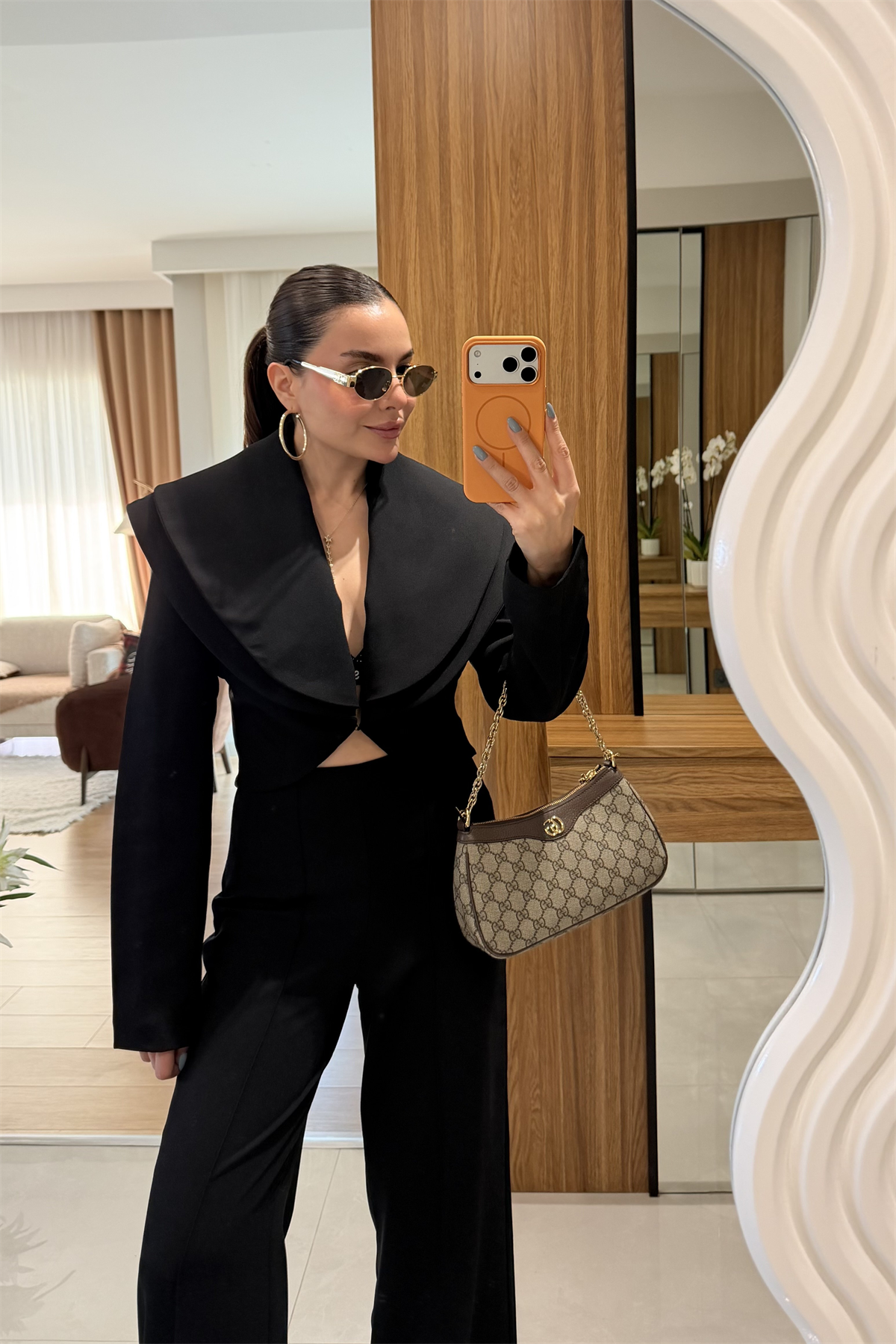 Priel Siyah Tasarım Blazer Pantolon Takım