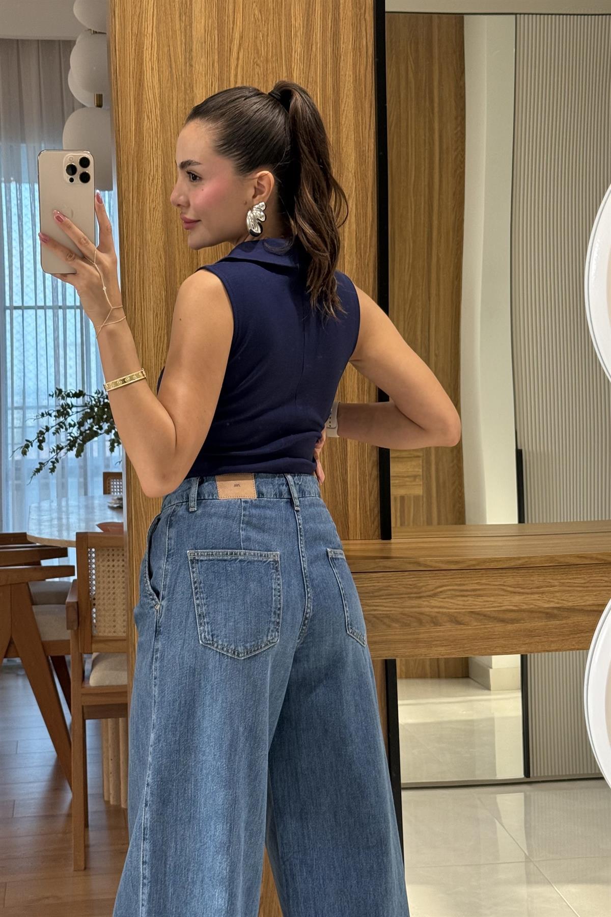 Prilepa Lacivert Kolsuz Polo Yaka Body