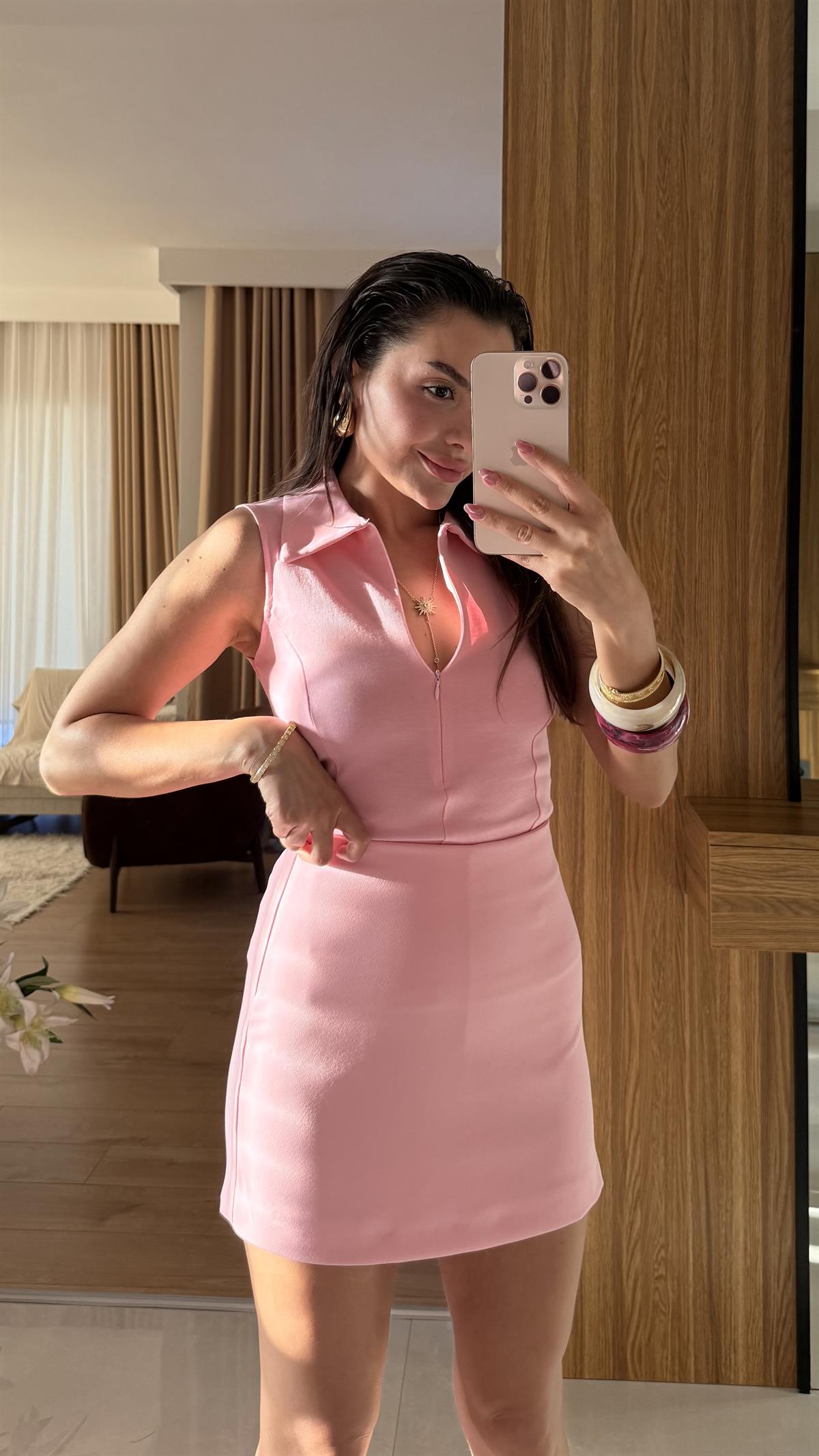Prilepa Pembe Kolsuz Polo Yaka Body