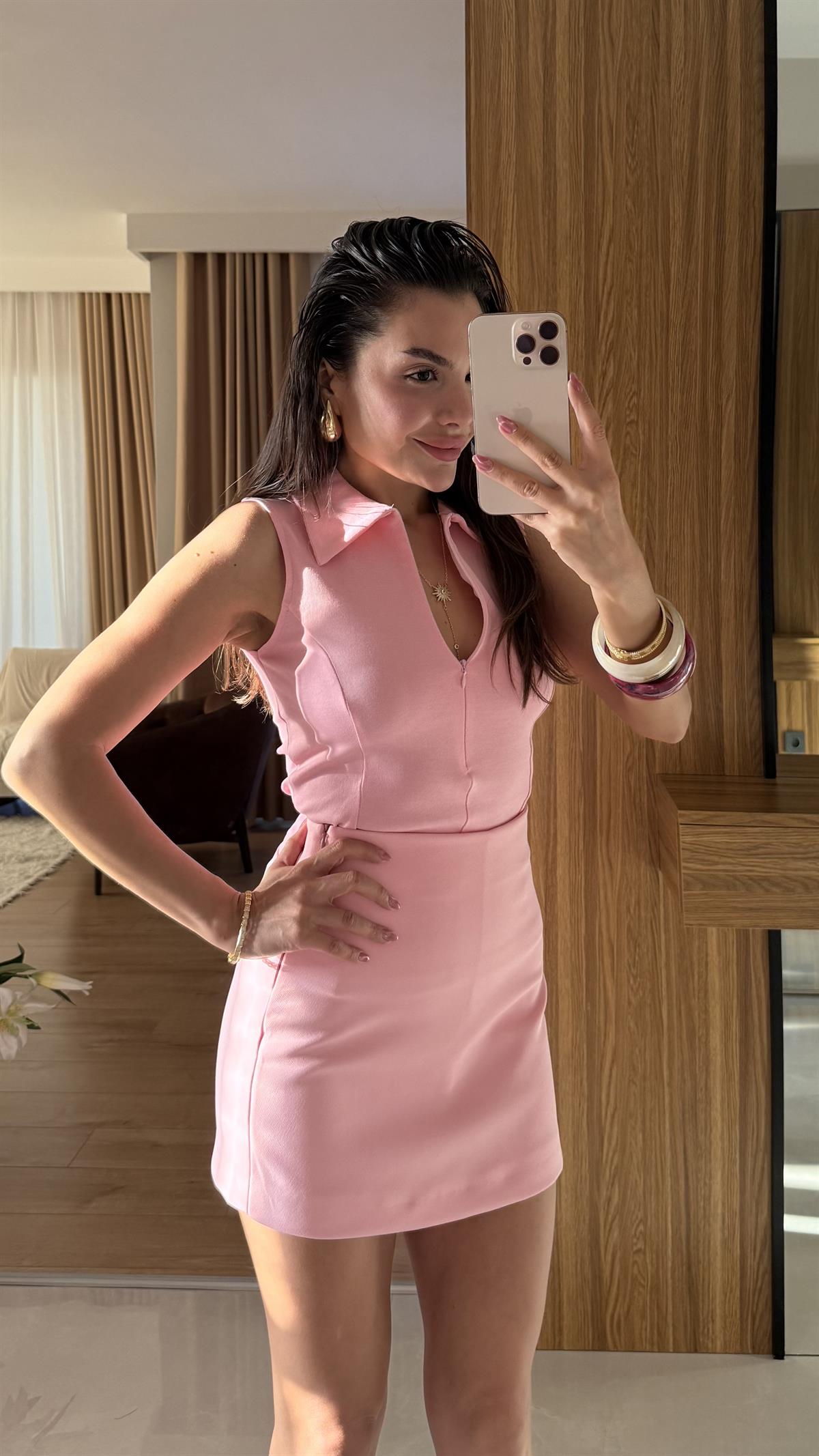 Prilepa Pembe Kolsuz Polo Yaka Body
