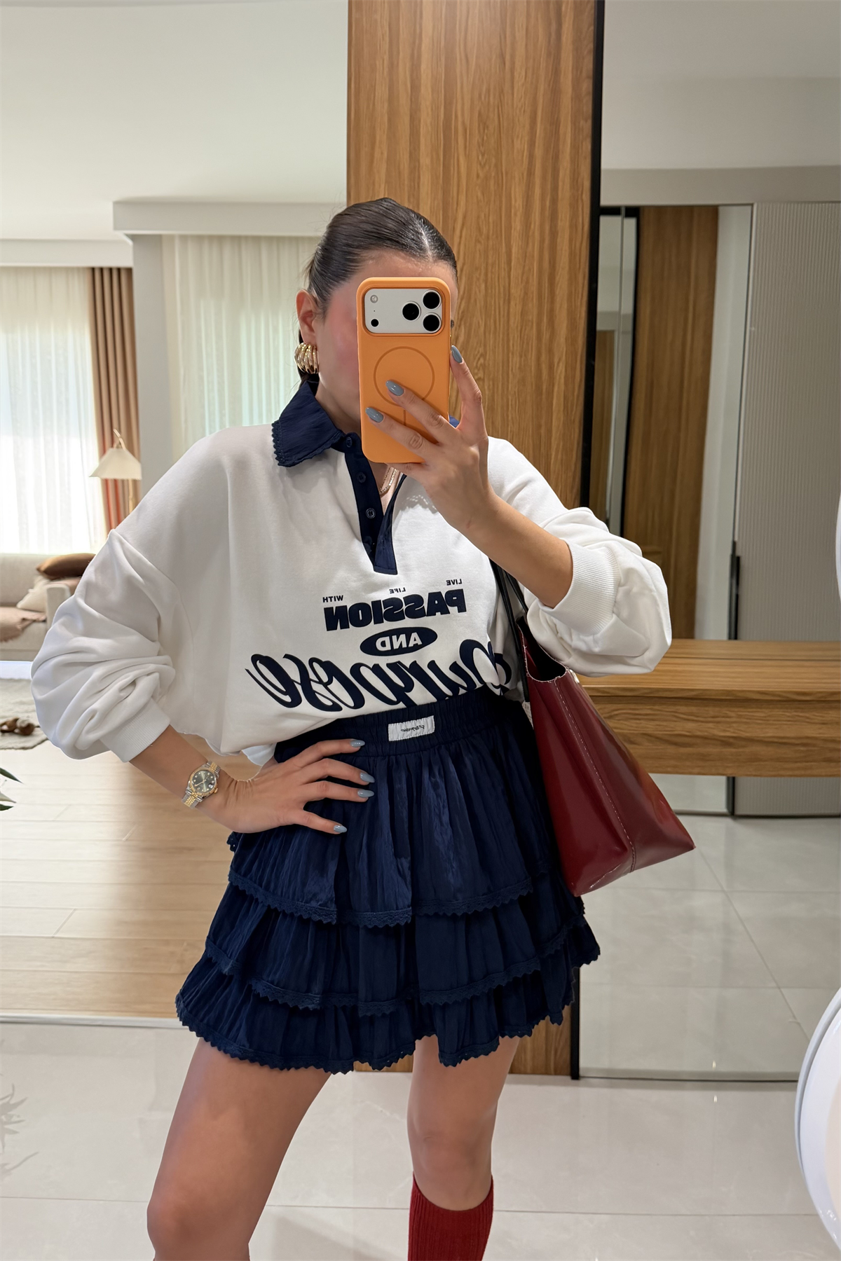 Pruporse Lacivert Fırfırlı Şort Etek