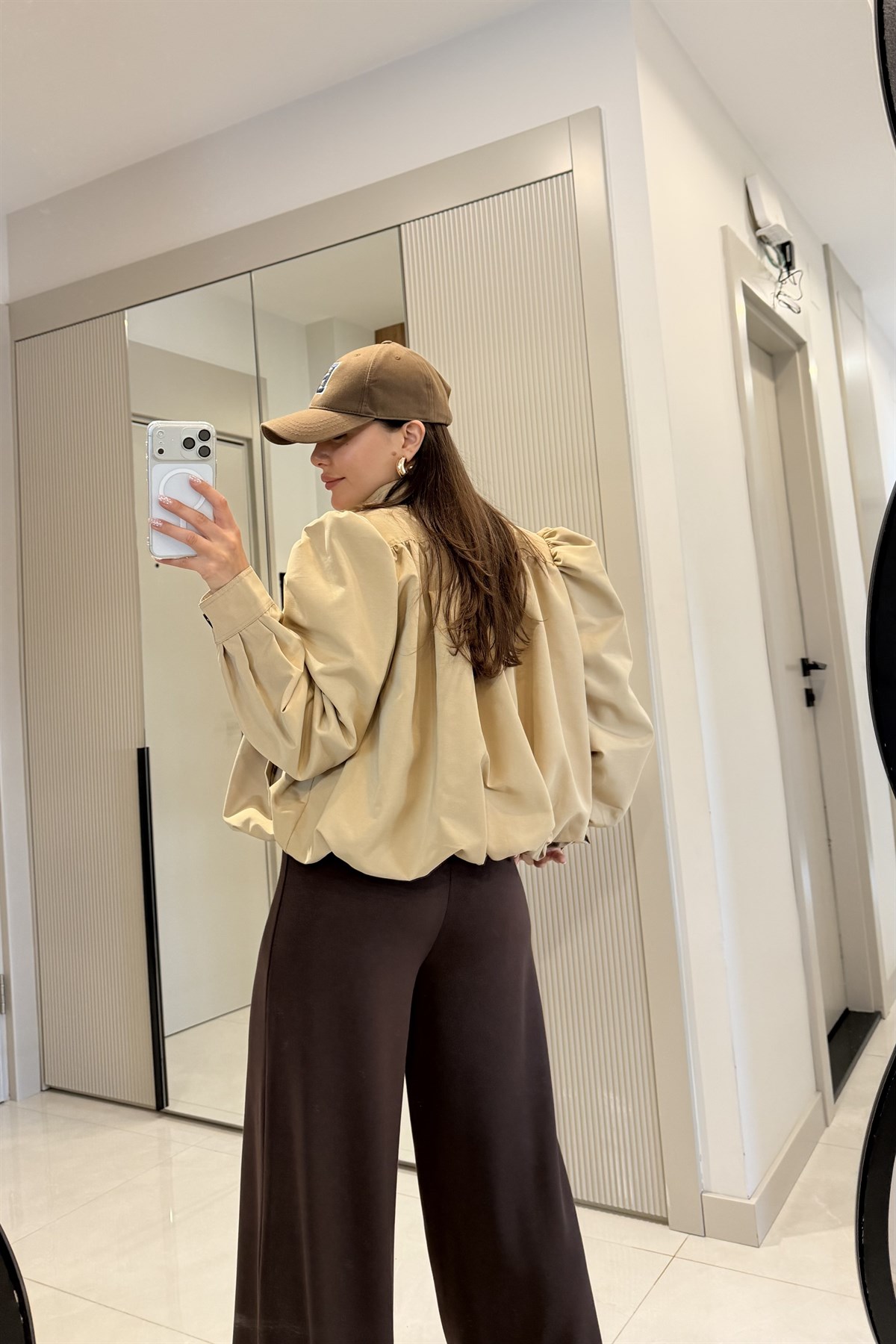 Pumpkin Bej Vatkalı Balon Trenç